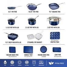 Load image into Gallery viewer, Classic Blue 20 - Piece Aluminum Ultra - Durable Non - Stick Diamond Infused Cookware and Bakeware Set