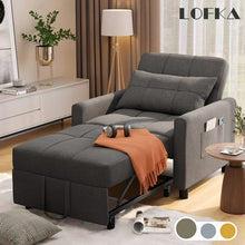 Load image into Gallery viewer, Lofka Chair Bed, Convertible Sofa Bed Couch Recliner Single Bed for Living Room/Office/Bedroom, Light Gray