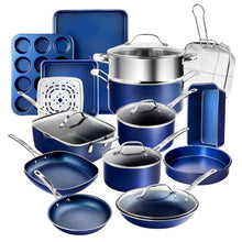 Load image into Gallery viewer, Classic Blue 20 - Piece Aluminum Ultra - Durable Non - Stick Diamond Infused Cookware and Bakeware Set