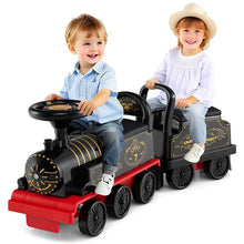 Load image into Gallery viewer, 6V 2-Seater Ride On Train with Detachable Carriage, Under-Seat Storage, Whistle &amp; Flashing LED Lights, Trackless Electric Ride On Toy for Kids