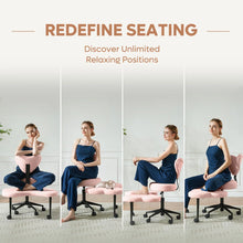 Load image into Gallery viewer, Pinmoco Ergonomic Cross Legged Swivel Chair, Adjustable Height and Teddy Fabric, Meditation&amp; ADHD Chair with Back Support, Home and Office, Off White