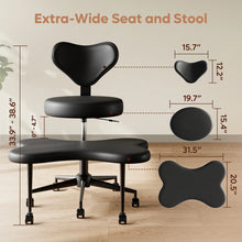 Load image into Gallery viewer, Pinmoco Ergonomic Cross Legged Swivel Chair, Adjustable Height and Teddy Fabric, Meditation&amp; ADHD Chair with Back Support, Home and Office, Off White