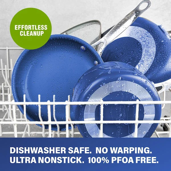 Classic Blue 20 - Piece Aluminum Ultra - Durable Non - Stick Diamond Infused Cookware and Bakeware Set