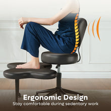 Load image into Gallery viewer, Pinmoco Ergonomic Cross Legged Swivel Chair, Adjustable Height and Teddy Fabric, Meditation&amp; ADHD Chair with Back Support, Home and Office, Off White