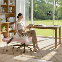 Load image into Gallery viewer, Pinmoco Ergonomic Cross Legged Swivel Chair, Adjustable Height and Teddy Fabric, Meditation&amp; ADHD Chair with Back Support, Home and Office, Off White