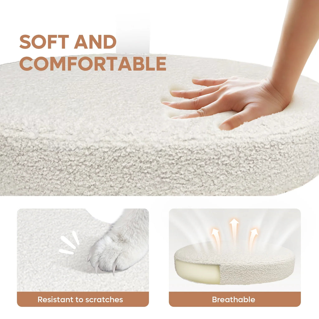 Pinmoco Ergonomic Cross Legged Swivel Chair, Adjustable Height and Teddy Fabric, Meditation& ADHD Chair with Back Support, Home and Office, Off White