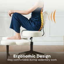Load image into Gallery viewer, Pinmoco Ergonomic Cross Legged Swivel Chair, Adjustable Height and Teddy Fabric, Meditation&amp; ADHD Chair with Back Support, Home and Office, Off White