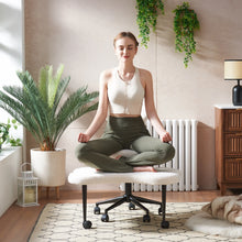 Load image into Gallery viewer, Pinmoco Ergonomic Cross Legged Swivel Chair, Adjustable Height and Teddy Fabric, Meditation&amp; ADHD Chair with Back Support, Home and Office, Off White
