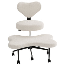 Load image into Gallery viewer, Pinmoco Ergonomic Cross Legged Swivel Chair, Adjustable Height and Teddy Fabric, Meditation&amp; ADHD Chair with Back Support, Home and Office, Off White