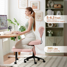 Load image into Gallery viewer, Pinmoco Ergonomic Cross Legged Swivel Chair, Adjustable Height and Teddy Fabric, Meditation&amp; ADHD Chair with Back Support, Home and Office, Off White