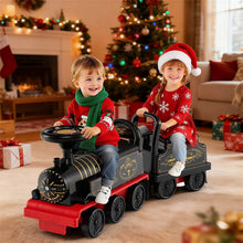 Load image into Gallery viewer, 6V 2-Seater Ride On Train with Detachable Carriage, Under-Seat Storage, Whistle &amp; Flashing LED Lights, Trackless Electric Ride On Toy for Kids