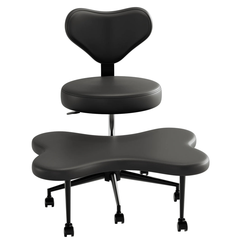 Pinmoco Ergonomic Cross Legged Swivel Chair, Adjustable Height and Teddy Fabric, Meditation& ADHD Chair with Back Support, Home and Office, Off White