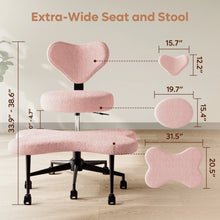 Load image into Gallery viewer, Pinmoco Ergonomic Cross Legged Swivel Chair, Adjustable Height and Teddy Fabric, Meditation&amp; ADHD Chair with Back Support, Home and Office, Off White