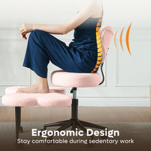 Load image into Gallery viewer, Pinmoco Ergonomic Cross Legged Swivel Chair, Adjustable Height and Teddy Fabric, Meditation&amp; ADHD Chair with Back Support, Home and Office, Off White