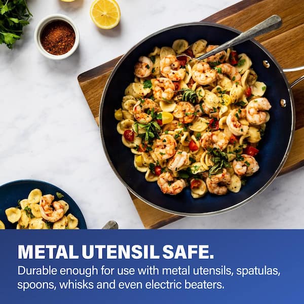 Classic Blue 20 - Piece Aluminum Ultra - Durable Non - Stick Diamond Infused Cookware and Bakeware Set