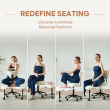 Load image into Gallery viewer, Pinmoco Ergonomic Cross Legged Swivel Chair, Adjustable Height and Teddy Fabric, Meditation&amp; ADHD Chair with Back Support, Home and Office, Off White