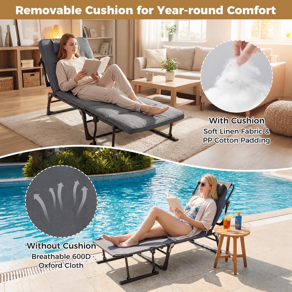 Tangkula 3 in 1 Convertible Lounge Chair Outdoor with Cushion