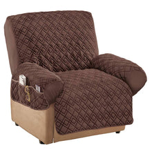 Load image into Gallery viewer, Collections Etc Diamond-Shape Quilted Stretch Recliner Cover with Storage Pockets and Elastic Straps - Furniture Protector, Chocolate, Recliner