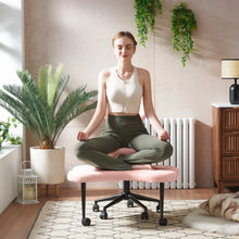 Load image into Gallery viewer, Pinmoco Ergonomic Cross Legged Swivel Chair, Adjustable Height and Teddy Fabric, Meditation&amp; ADHD Chair with Back Support, Home and Office, Off White