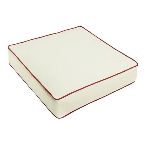 Humble and Haute Sunbrella Canvas Natural, Canvas Jockey Red Corded Indoor/ Outdoor Chair Cushion, Size: 25, Beige