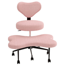 Load image into Gallery viewer, Pinmoco Ergonomic Cross Legged Swivel Chair, Adjustable Height and Teddy Fabric, Meditation&amp; ADHD Chair with Back Support, Home and Office, Off White