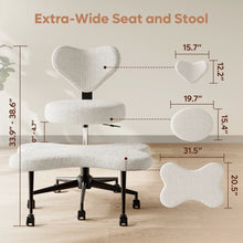Load image into Gallery viewer, Pinmoco Ergonomic Cross Legged Swivel Chair, Adjustable Height and Teddy Fabric, Meditation&amp; ADHD Chair with Back Support, Home and Office, Off White