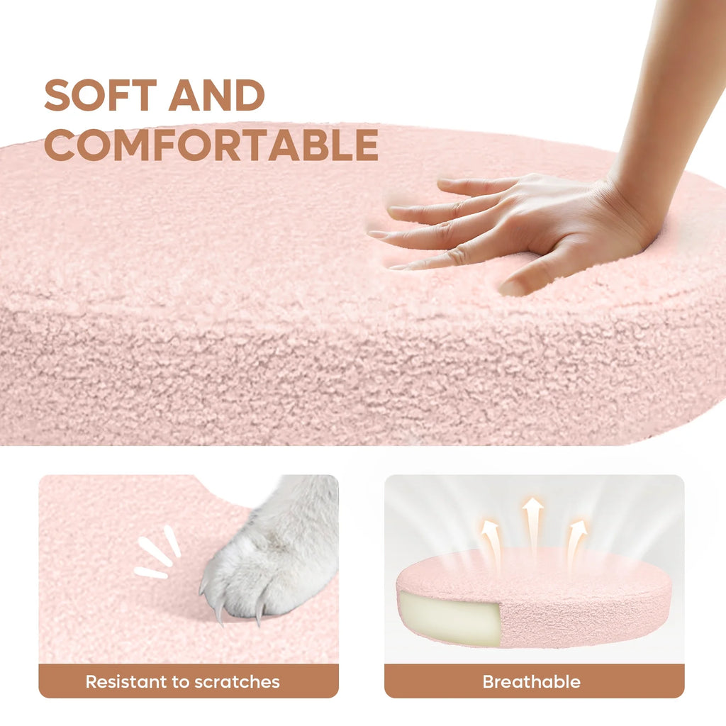 Pinmoco Ergonomic Cross Legged Swivel Chair, Adjustable Height and Teddy Fabric, Meditation& ADHD Chair with Back Support, Home and Office, Off White