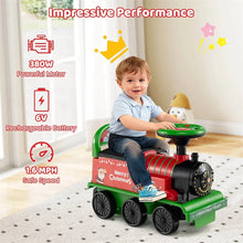 Load image into Gallery viewer, 6V 2-Seater Ride On Train with Detachable Carriage, Under-Seat Storage, Whistle &amp; Flashing LED Lights, Trackless Electric Ride On Toy for Kids
