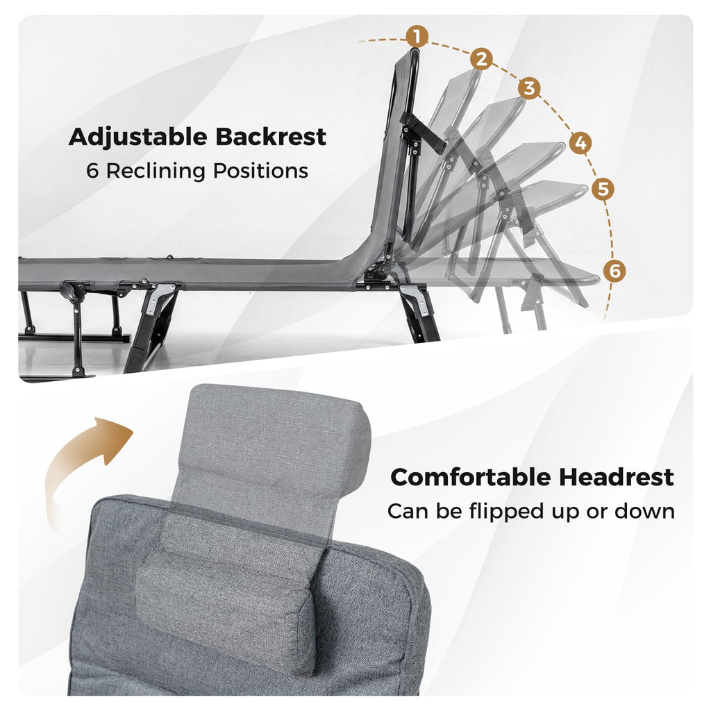 Tangkula 3 in 1 Convertible Lounge Chair Outdoor with Cushion